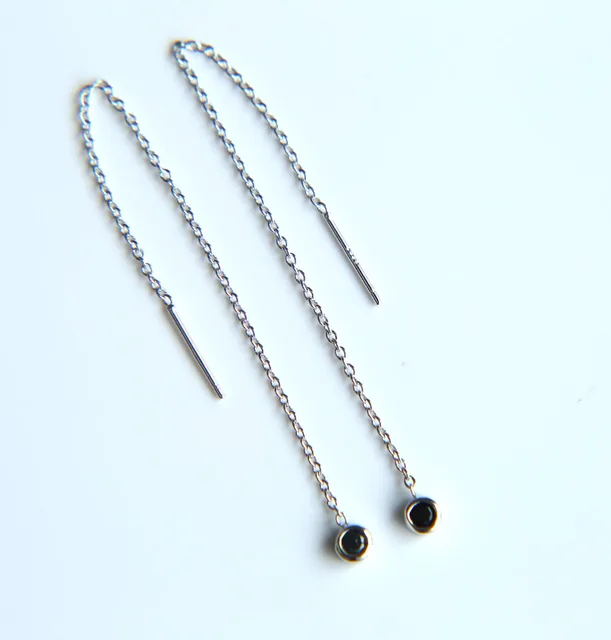 Aliexpress Round Black Crystal Pendant Dangle Chain Round Black Crystal Pendant Dangle Chain Earrings Long Drop Women Cz Charm Earring Piercing