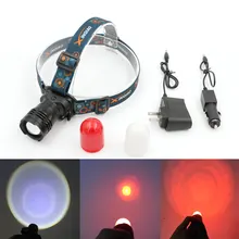 Aluminum T6 LED Headlamp Headlight Rechargeable Head Light Built in Battery With AC/Car Charger Camping Head Torch Lanternas