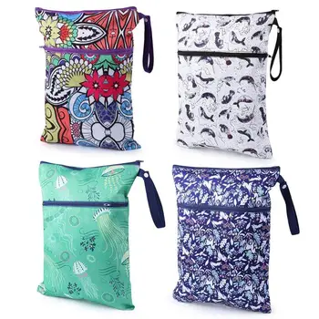 

40*30cm Baby TUP New Multifunction Waterproof Reusable Wet Bag Printed Nappy Bags Diaper Bag with Two Zipper Diaper Bag