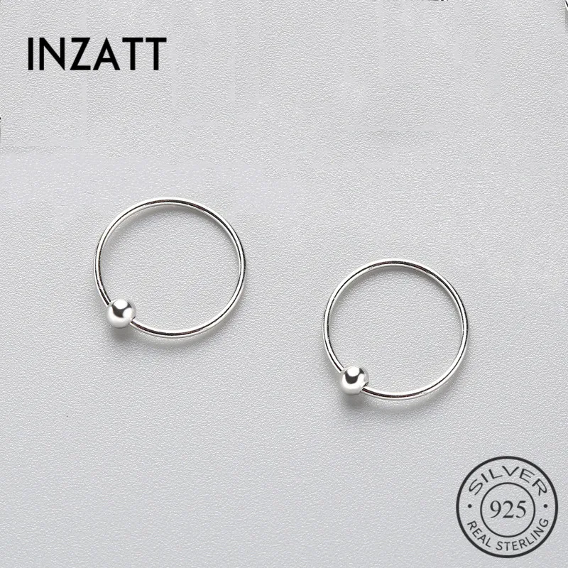 

INZATT Minimalist Real 925 Sterling Silver Round Small Hoop Earrings Trendy Accessory For Women Girlfriend Jewelry Party Gift