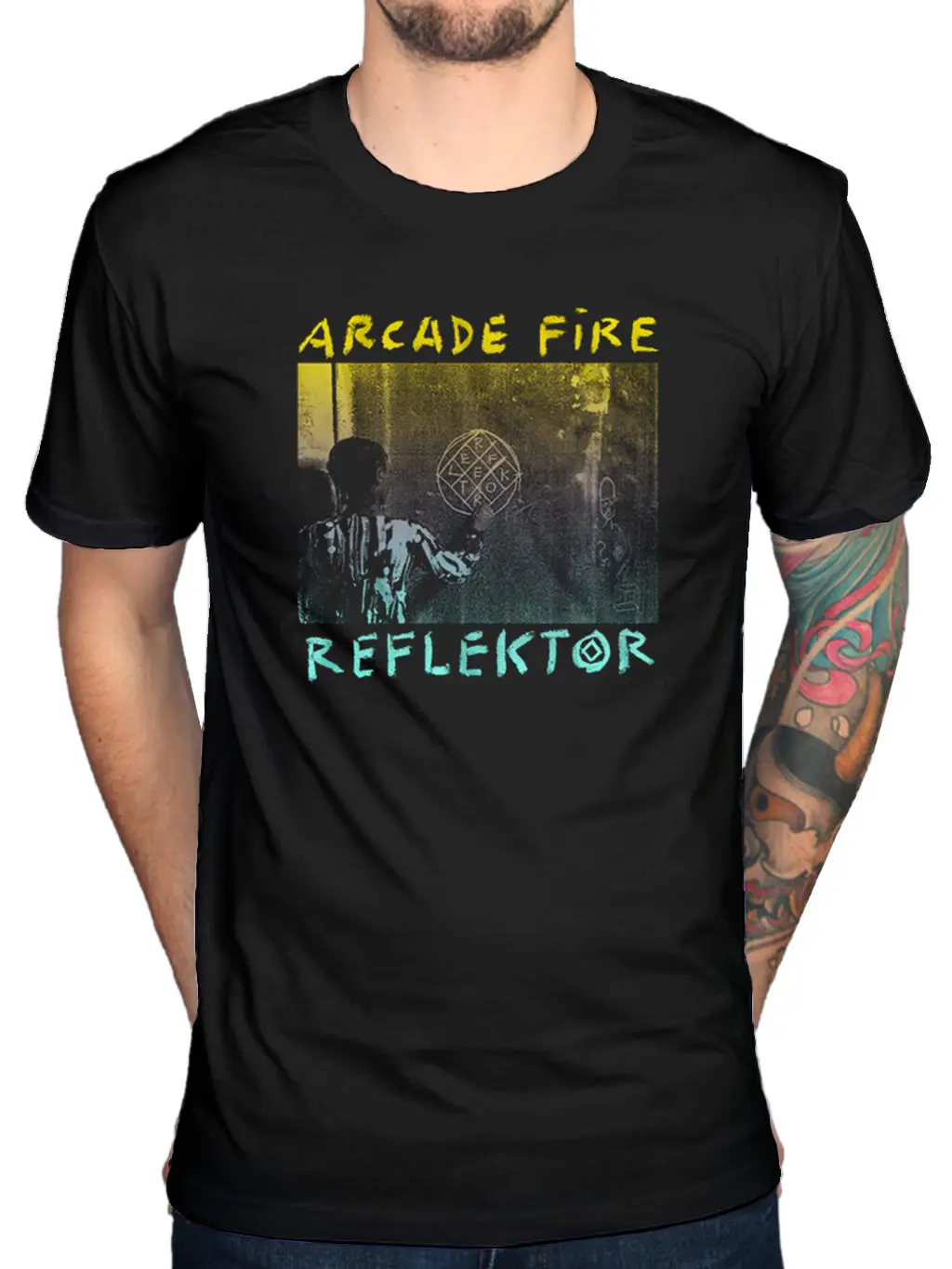 Official Mens Arcade Fire Reflektor T Shirt Funeral The Suburbs Neon