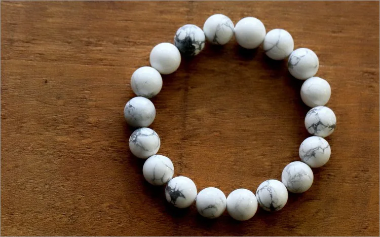 Natural White Howlite Stone Bead Bracelets Men and Women Girls Stone Bracelet
