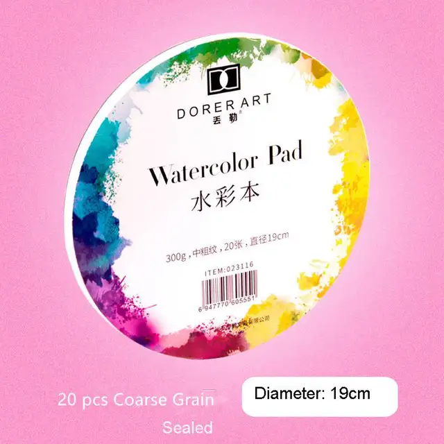 Aquarellmalerei Malpapier f/ür Wet Media Round watercolor book 10.5cm//24 sheets kaltgepresstes Baumwollpapier aus reiner Baumwolle