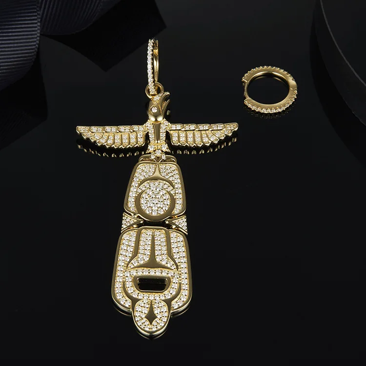 

[MeiBaPJ]Real 925 Sterling Silver Asymmetric Eagle Totem Golden Drop Earrings for Women High Quality Zircon Fine Jewelry