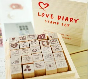 

Wholesale Lovely Wooden Box DIY LOVE Diary Stamp, Creative Funny Decoration Stamp set Childen Gift (5sets)
