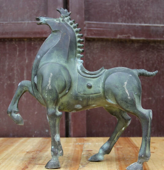 

JP S0524 15" Old China Chinese Bronze success Run Folk Zodiac Year Horse Statue sculpture