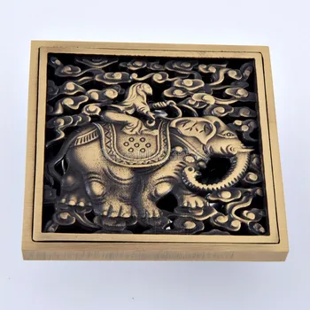 

Antique Brass Flower Carved Art Drain Bathroom Shower Waste Drainer lhr077
