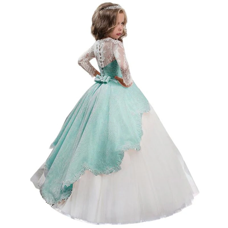 Платье принцессы для девочек; Элегантное свадебное платье с длинными рукавами; детская одежда; детское праздничное платье; платье подружки невесты; платье-пачка принцессы; костюм для малышей