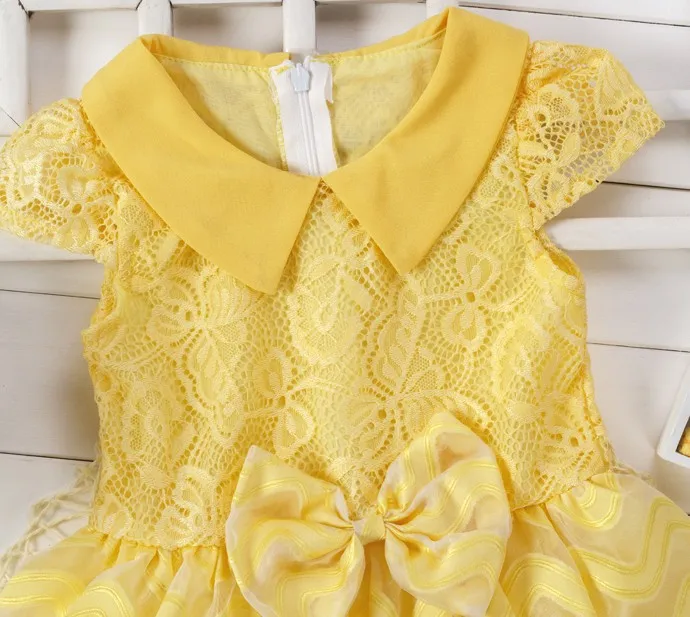 infant baby dresses party children clothing little girls dresses yellow cute wedding pettidress baby meisjes kleding kiz bebek (1)