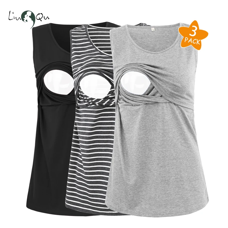 Комплект из 3 предметов, женская футболка без рукавов с рюшами для грудного вскармливания Одежда для беременных топы для кормящих и беременных женская футболка
