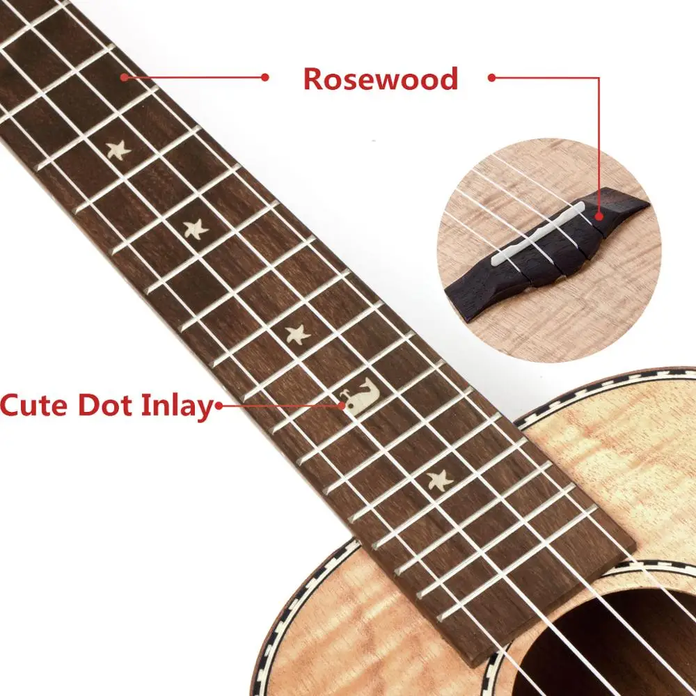 Cena Kmise koncert ukulele 23 cal Ukelele Tiger płomień Okoume zestaw startowy gitara klasyczna głowa z torba koncertowa Tuner pasek ciąg