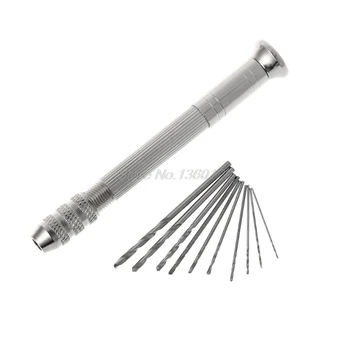 

Swivel Head Pin + 10pcs Micro HSS Twist Drill Bits For Jewelry Watch Hobby Hand Tool DEC07 Wholesale&DropShip