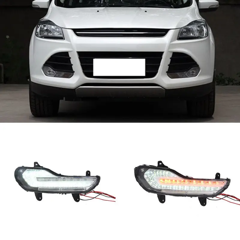 

For Ford Escape 2013-2016 White / Blue LED DRL Driving lamp Yellow Turn signals