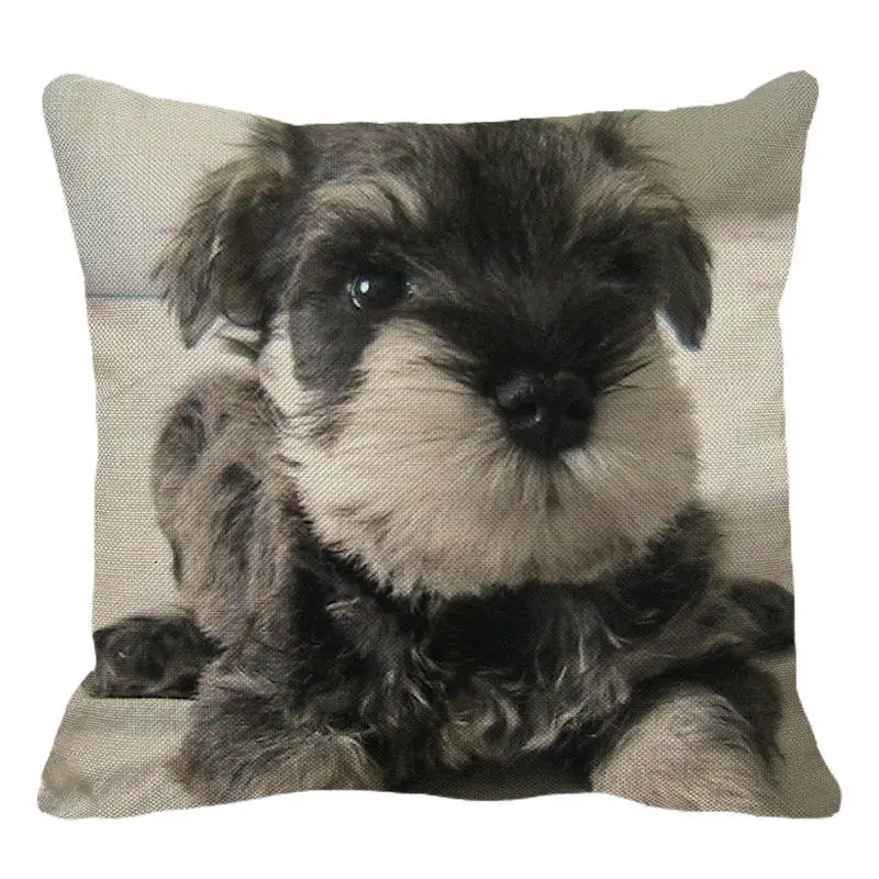 XUNYU милые Чехлы для подушек с животными Schnauzer 45*45 см квадратный чехол подушки