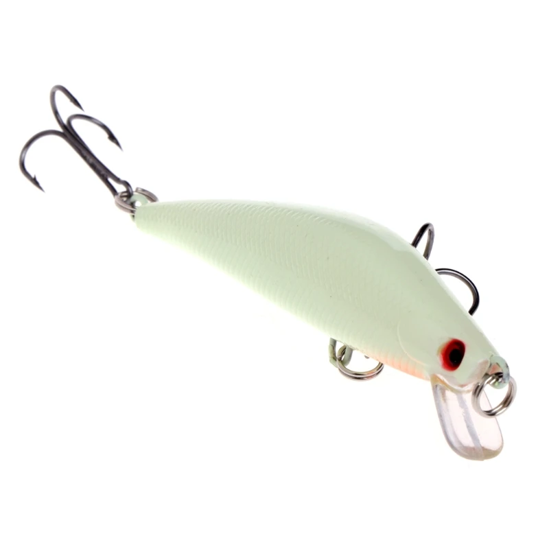 

3D Minnow Night Plastic Fishing Lure Crank Bait Hooks Bass Fish Crankbait Tackle