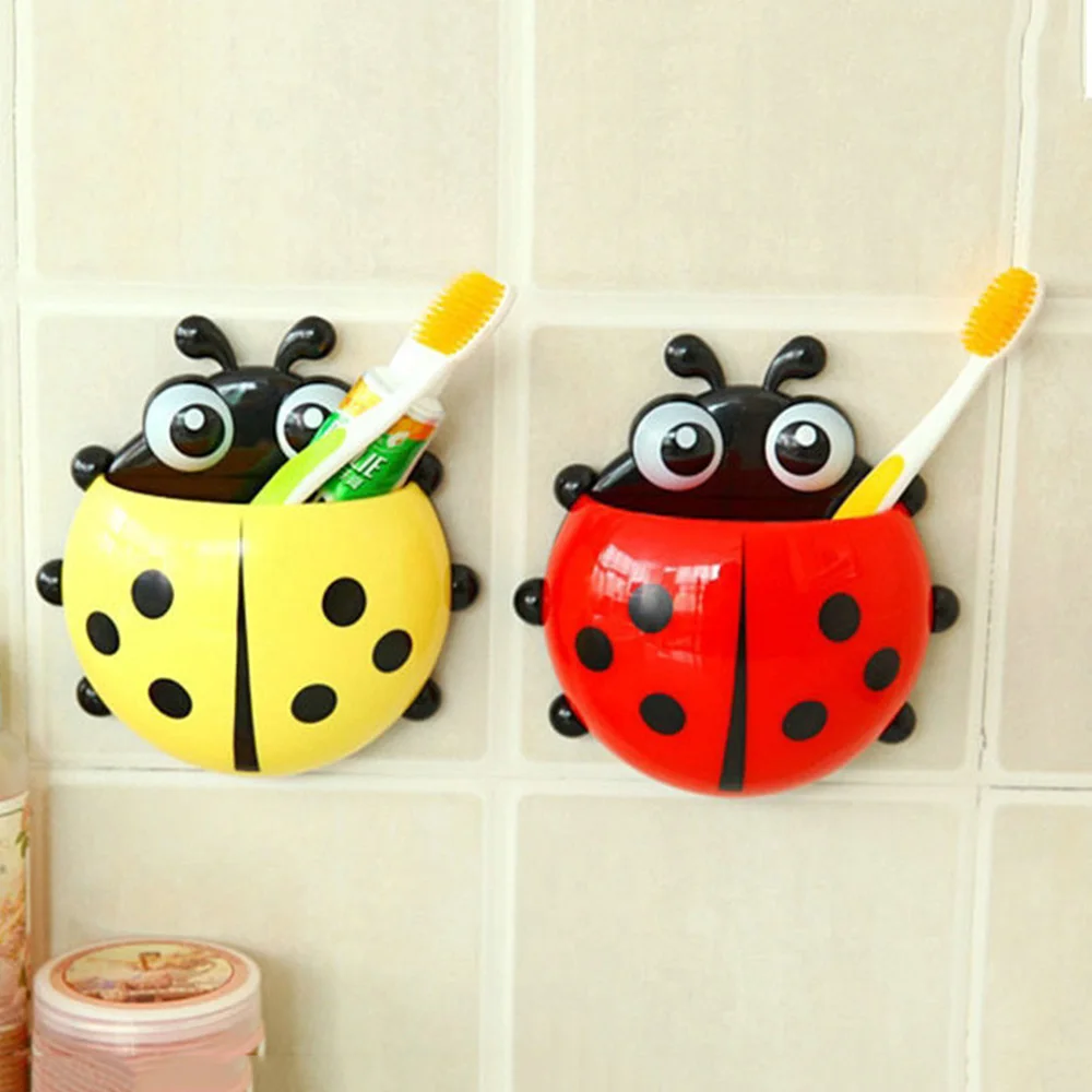 

1pcs Toothbrush Toothpaste Holders Cute Ladybug Wall Suction Hook Bathroom Sets Cartoon Sucker Hook Toiletries