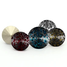 

10pcs Glitter Rivoli Patina Rhinestones Crystal Glass Hotfix Pointback Strass For Sewing & Fabric Garment Rhinestone Nail Art