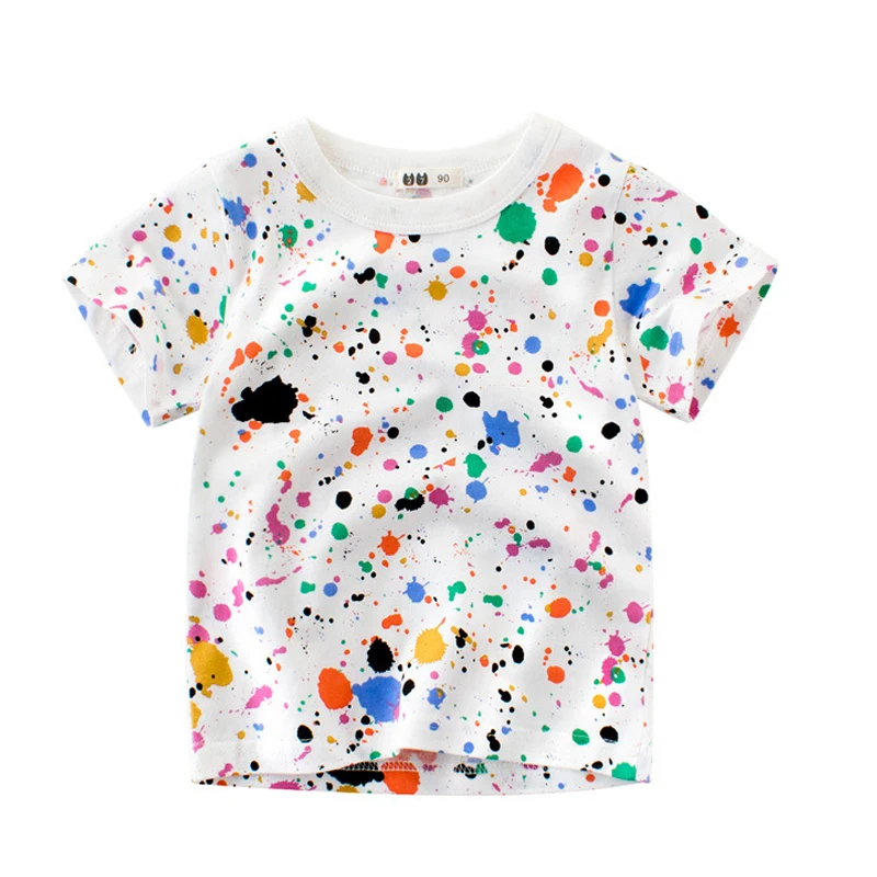 

Baby T Shirt For Summer Boys Girls Splashing Ink Printed Infant Kids Boy T-Shirts Toddler Clothes 100% Cotton Tops Tees 2-10Y