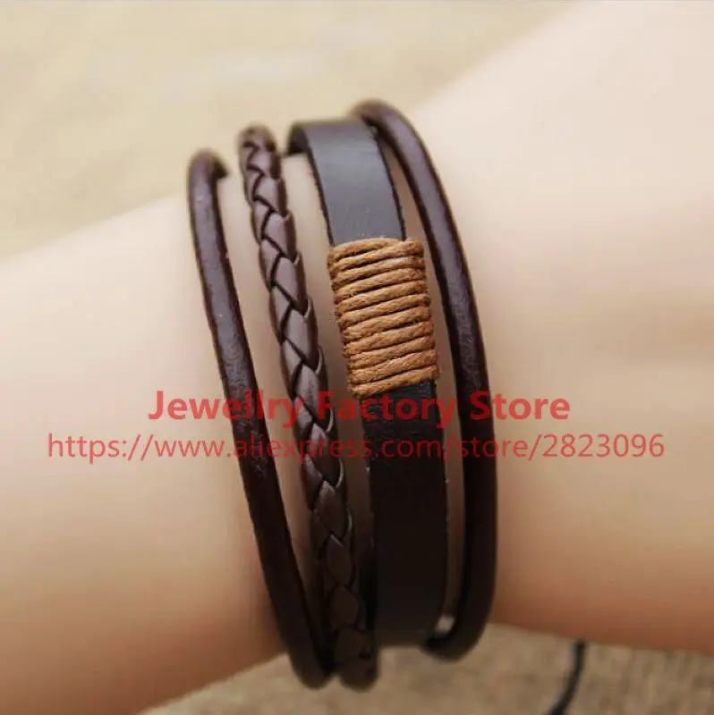 300pcs/lot fashion boy leather bracelet charming punk braided leather