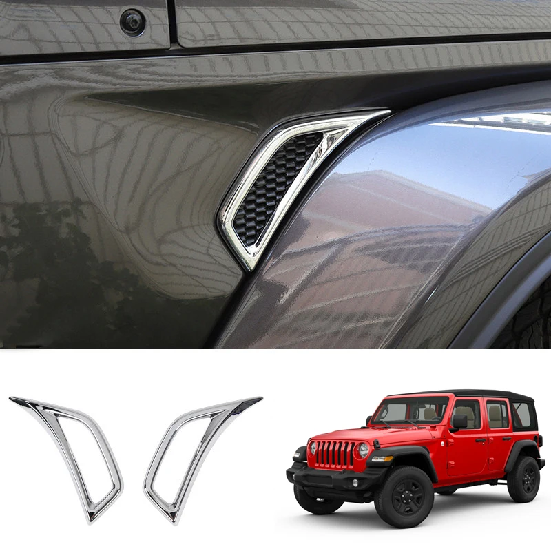 

Car Styling Accessories Side Fender Leaf Plate Air Vent Cover Trim Decoration ABS 2pcs For Jeep Wrangler JL 2018 2019