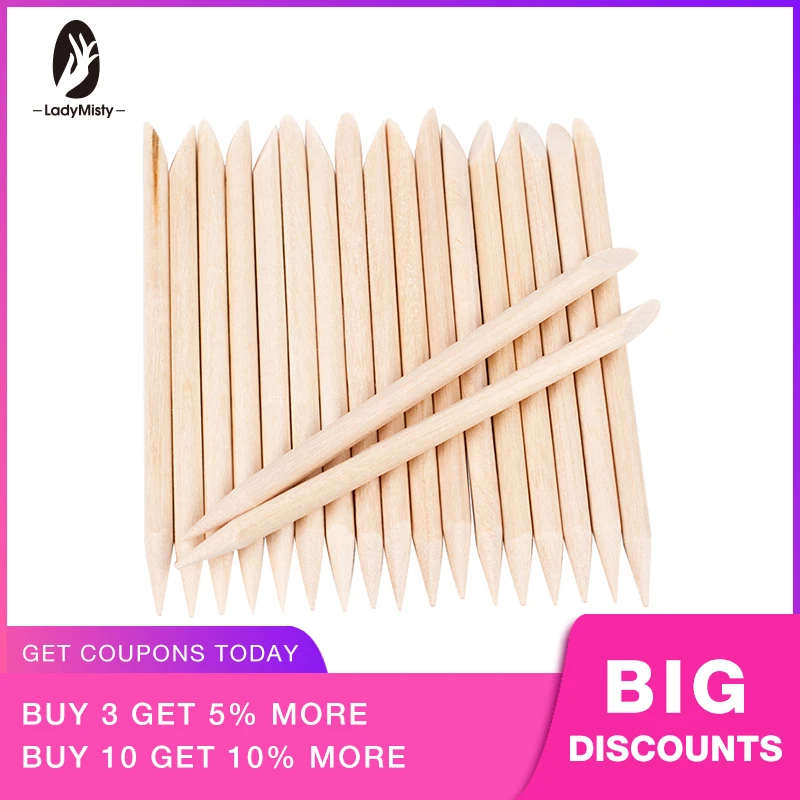 

100/50/10Pcs/Packs Nail Art Design Cuticle Pusher Orange Wood Stick Sticks Cuticle Pusher Remover Manicure Pedicure Care