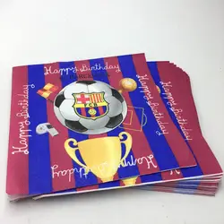 20 шт./лот футбольной команды салфетки Baby Shower футбольной команды FCB бумажные салфетки одноразовая посуда футбольной команды тканей