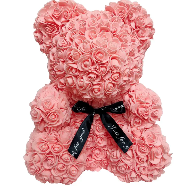 Романтика Святого Валентина искусственный медведь розы/собака/Кролик PE c розами, подарок для свадебной вечеринки креативный DIY подарок на день Святого Валентина PE кукла в розовом - Цвет: 2