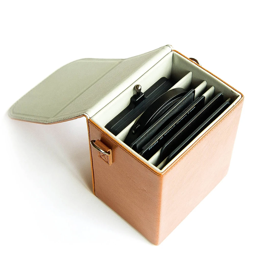 

Portable Genuine Leather Filter Holder Storage Protector Case Pouch Bag Box For 70mm Square Filters M-1Filter Holder 6 Slots