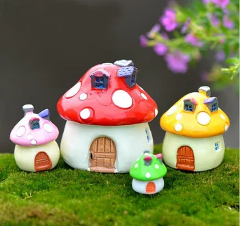 

20pcs 4 Sizes 4 Colors Mushroom Houses Garden Moss Terrarium Home Desktop Decoration /Crafts/Bonsai/Doll House/Miniatures