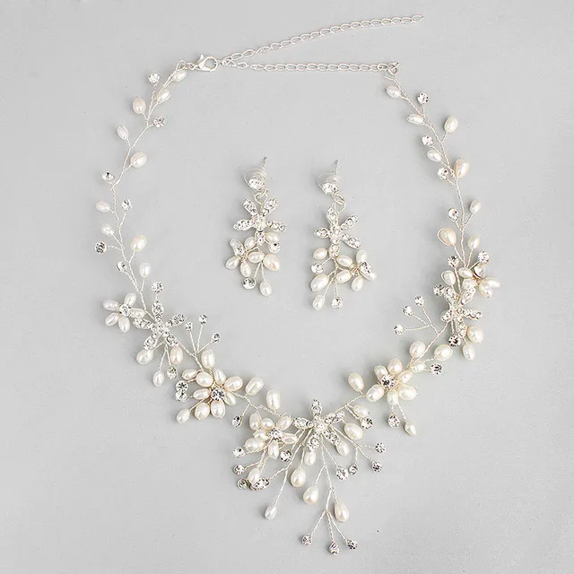 Slbridal Handmade Austrian Crystals Rhinestones Freshwater Pearls Slbridal Handmade Austrian Crystals Rhinestones Freshwater Pearls Wedding Jewelry Set Bridal Necklace Earring Bridesmaids