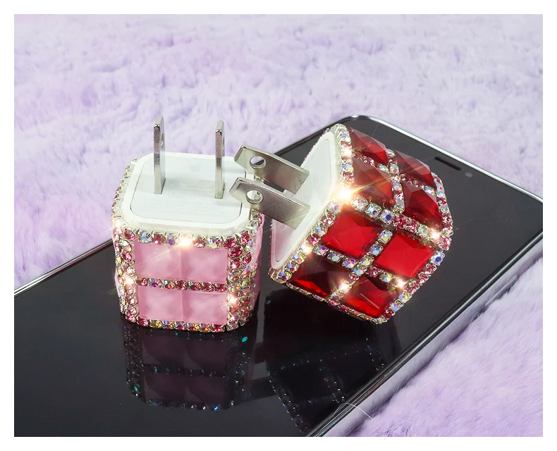 

Marchcover Luxury Glitter Red Pink Diamond Power Adapter for iPhone XS MAX XR X 8 7 6S 6 PLUS SE 5S 5 fast charger
