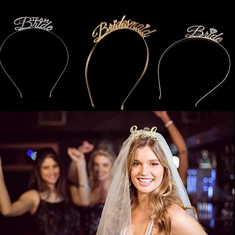 

Team Bride Tribe Bridesmaid Tiara Crown Headband Bachelorette hen Party Bride to Be Wedding Bridal Shower Decoration gift Supply