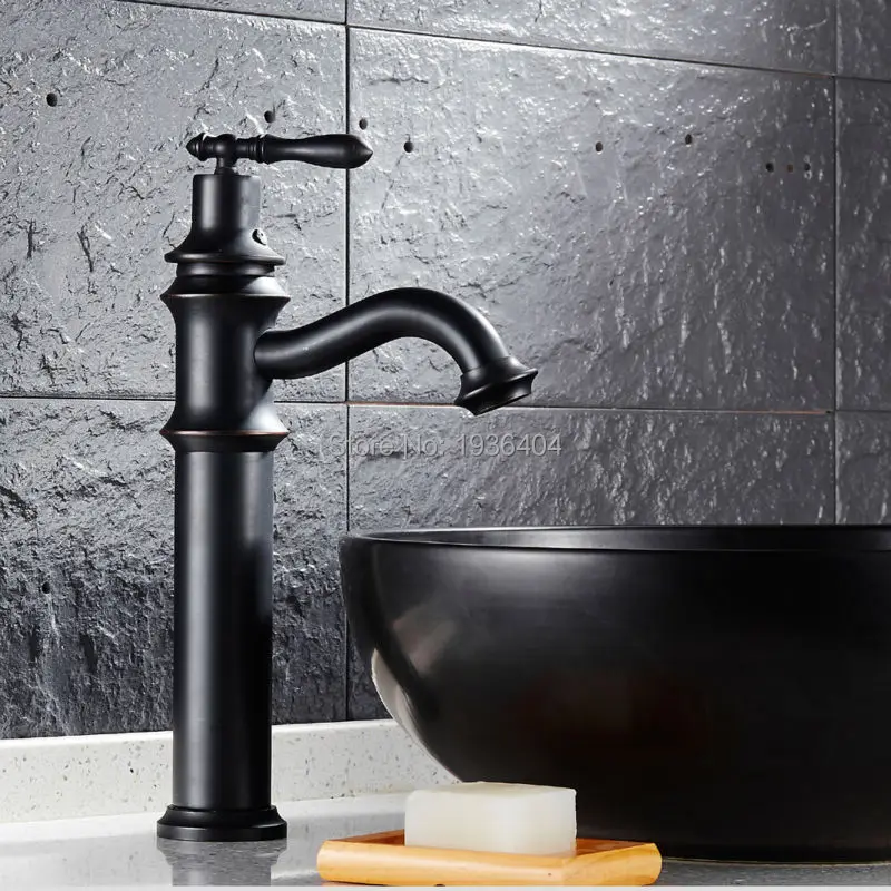 Water Faucet Black Finished Copper Basin Mixer Taps Deck Mounted Single Holder Black Bronze Faucet B3238