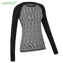 Lantech Для женщин рубашка спортивный Бег Йога упругие Спортивная Фитнес тренажерный зал сжатия Колготки для новорождённых рубашка одежда с длинным рукавом
