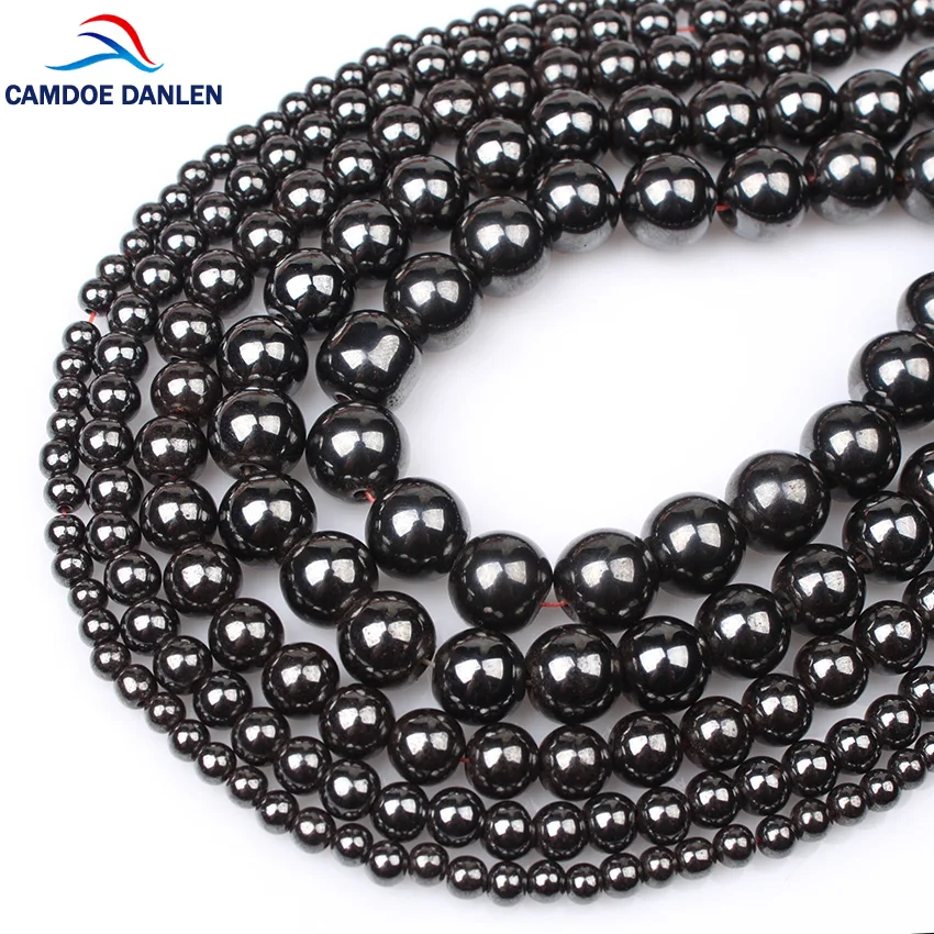 

CAMDOE DANLEN Natural Stone Black Hematite Magnetic Strand Beads Round 4/6/8/10/12MM Diy Charm Bracelet Fashion Jewelry Making