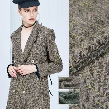 

New noble quality herringbone pattern jacquard color point wool fashion high-end pure wool fabric clothing fabric coat fabric