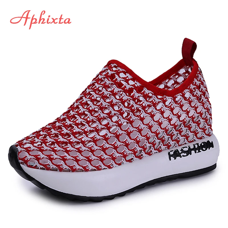 

Aphixta Height Increasing Shoes Woman Hollow Slip-on Wedge Girls Student Breathable Fashion Air Mesh Shoes Summer Sneakers