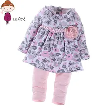 Комплекты одежды для маленьких девочек с принтом Весенняя детская одежда с длинными рукавами и бабочками Топы+ штаны, одежда для девочек