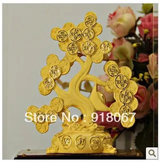 

YZ-RSX80 Free shipping gold craft/24K gold craft/art gift/high-end business gift/wealth gift/gold money tree sculpture