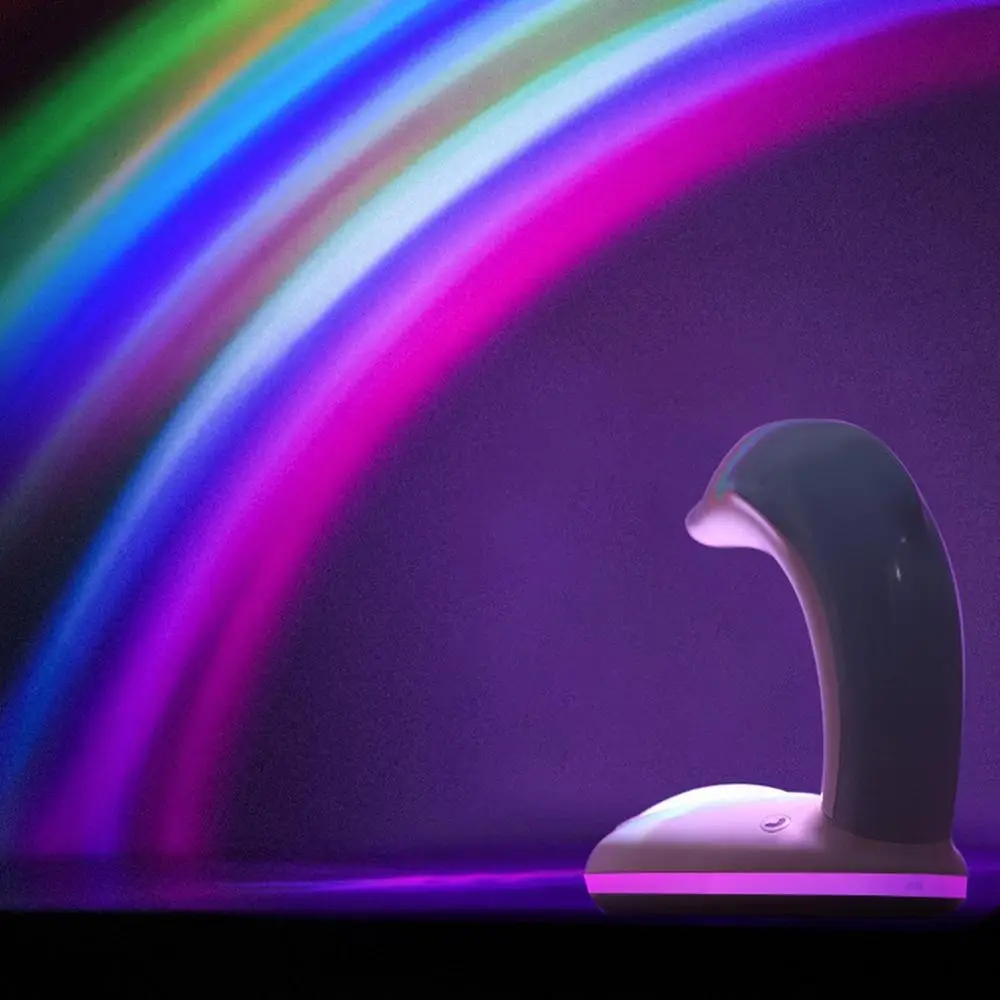 

Creative wall lamp dolphin rainbow light bedroom colorful projection lamp usb led night light