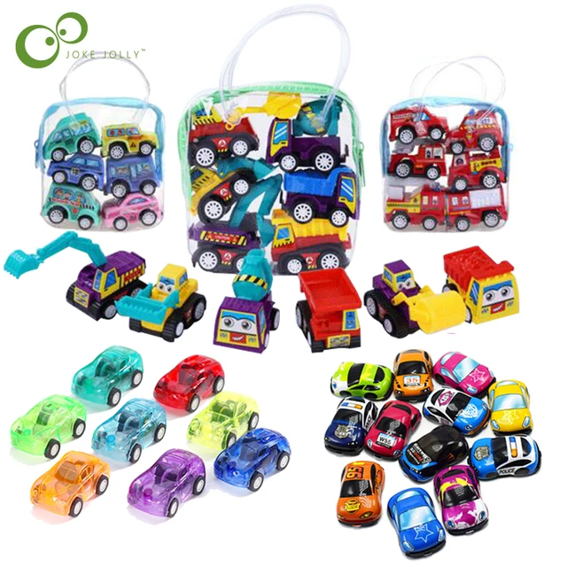 12Pcs/6Pcs Pull Back Car Toys Car Children Racing Car Baby Mini Cars Cartoon Pull Back Bus Truck Kids Toys Children Boy Gift GYH 1