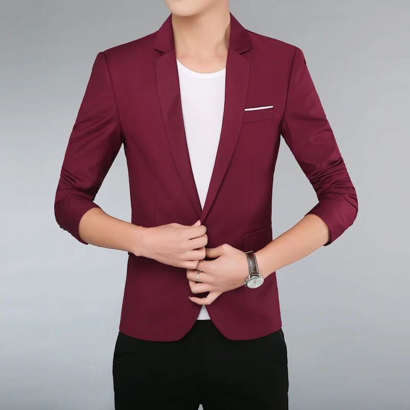 TIAN QIONG брендовый модный весенне-осенний мужской блейзер с длинным рукавом, однотонный тонкий мужской повседневный тонкий пиджак, офисный блейзер
