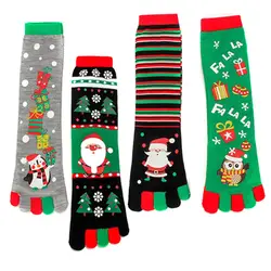 Зимние Повседневные рождественские пять пальцев с длинным носком Теплые Мультяшные узоры толстые длинные носки #290358