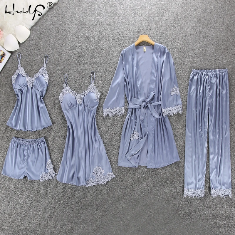 5 piece satin pajama set Clearance
