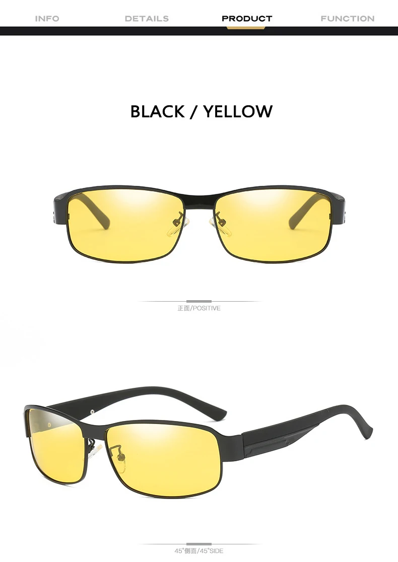 RoShari A64 солнечные очки ночного видения мужские желтые поляризованные очки вождения очки для вождения авиационные поляризованные солнцезащитные очки UV400