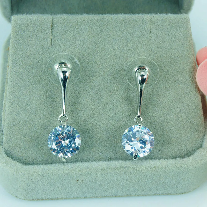 

SexeMara Silver Copper Water Drop Dangling Earrings Cubic Zircon Long Drop Earring For Women On Sale Fashion Jewelry Gifts
