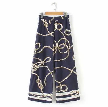 

retro placement print women wide leg pants casual lady loose pants fashion streetwear comfortable trousers