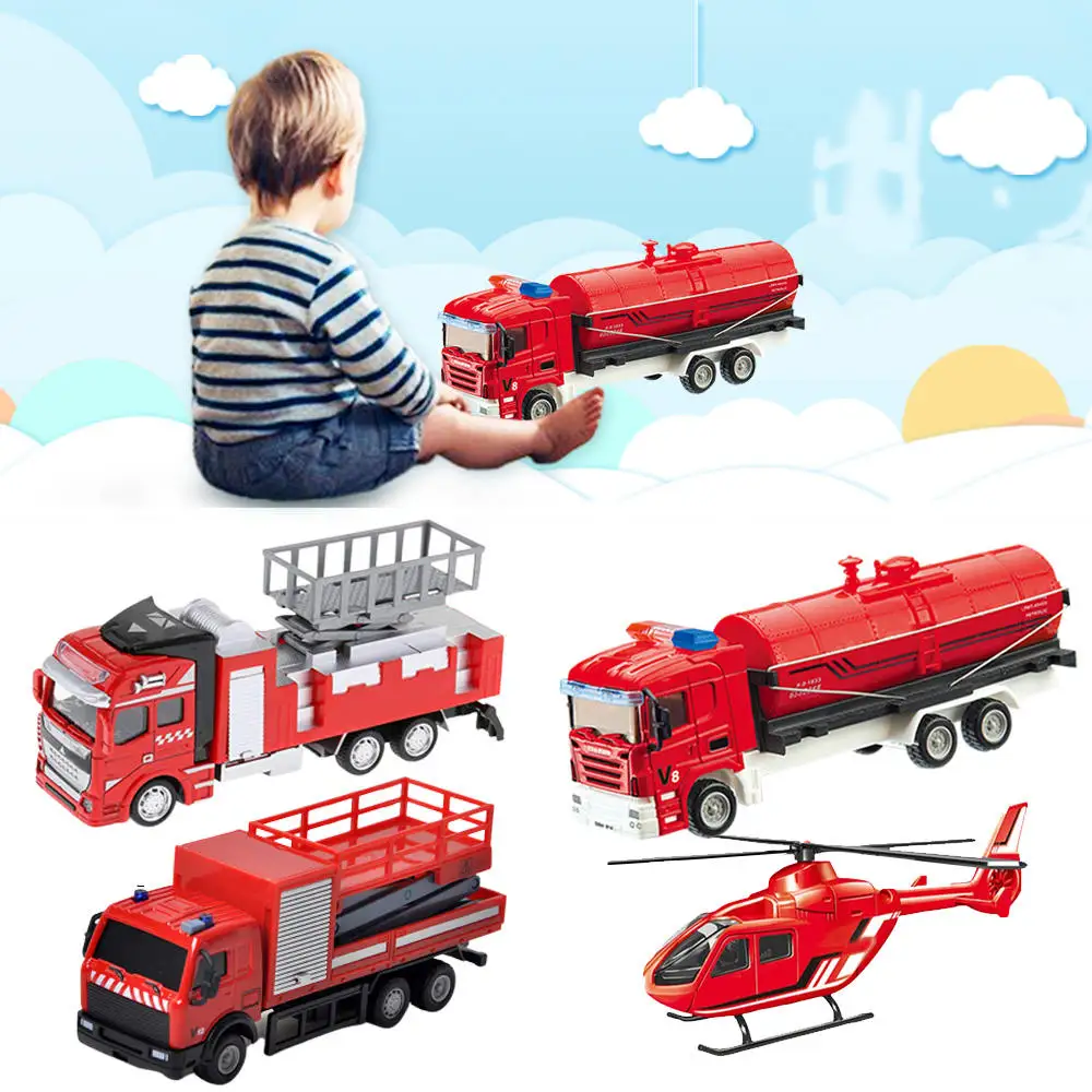 

Metal Play set Toy Vehicle Models Fire Truck Toy Emergency Vehicles Mini Model Play set Learning Toys Set for Boys Kids