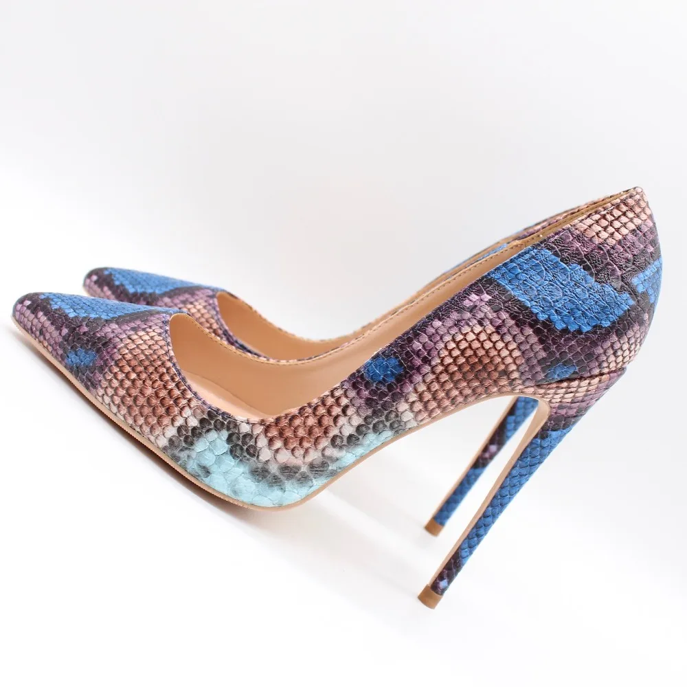 

2019 Fashion free shipping Women blue python snake leather Poined Toe Stiletto high heel pump HIGH-HEELED SHOES Wedding Shoes