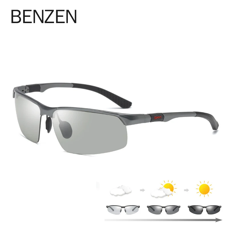 

BENZEN Polarized Photochromic Men Sunglasses Male Sun Glasses Change Color Sun Glasses Day Driving Eyewear UV400 Goggles 9382